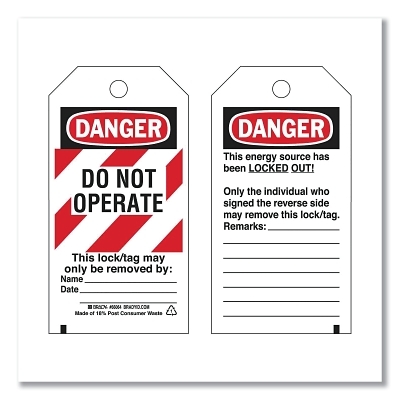 LOCKOUT TAGS B-853 5 3/4INH X 3INW